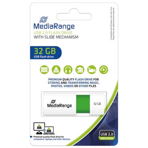 Chiavetta USB 2.0 – 32 Gb Media Range verde MR973