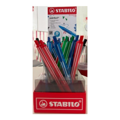 Espositore 38 penne a sfera a scatto Stabilo Pointball Colorful 0,5 mm assortiti – 6033/38-1