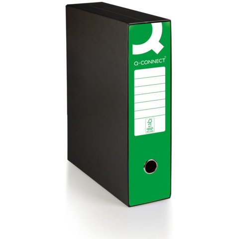 Registratore protocollo con custodia Q-Connect dorso 8 cm – 28,5×35 cm – verde – 0201041/P.VE