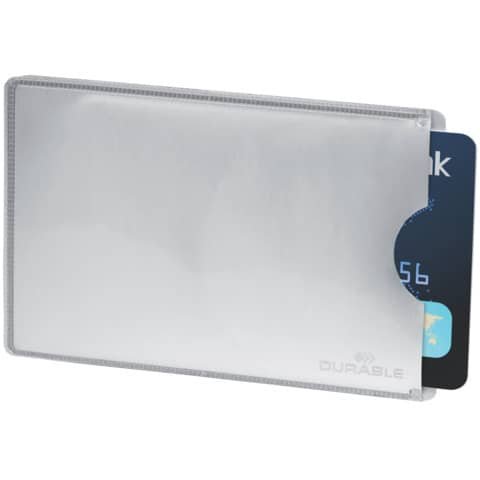 Tasca porta carte di credito DURABLE RFID SECURE argento metallizzato 54x86mm conf. 10 – 890023