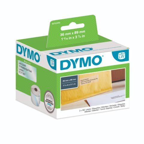 Rotolo da 260 etichette Dymo LabelWriter Indirizzi Estesi 89×36 mm trasparente S0722410