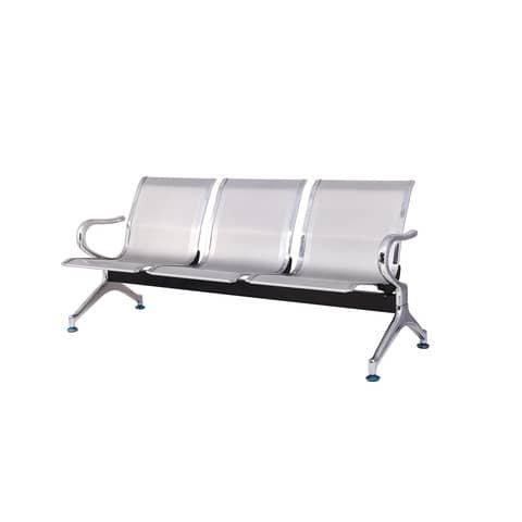 Panca in acciaio microforato per sala d’attesa Serena Group grigio – 3 posti L180 x P68 x H78 cm – SJ820G-3