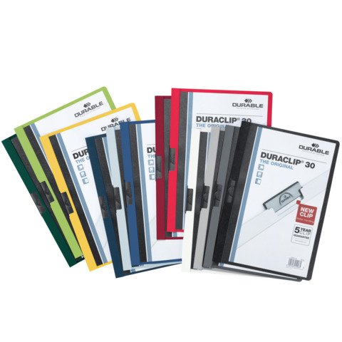 Cartellina con clip Durable DURACLIP® A4 conf. 25 colori assortiti – dorso 3 mm – capacità 30 fogli – 2200-00