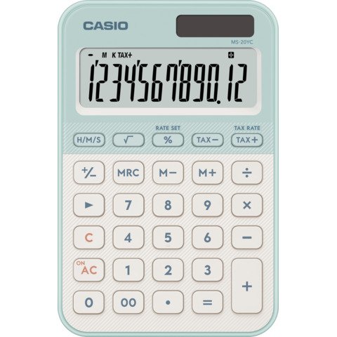 Calcolatrice da tavolo Casio solare o a  MS-20YC-LG-W-EP