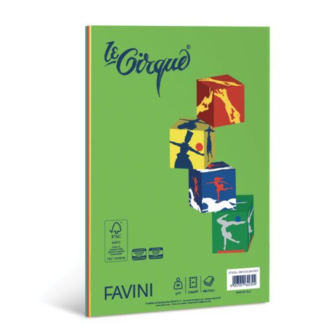 Carta colorata Favini Le Cirque Mix A4 80 g/m² risma da 100 fogli in 5 colori forti assortiti – A71X124