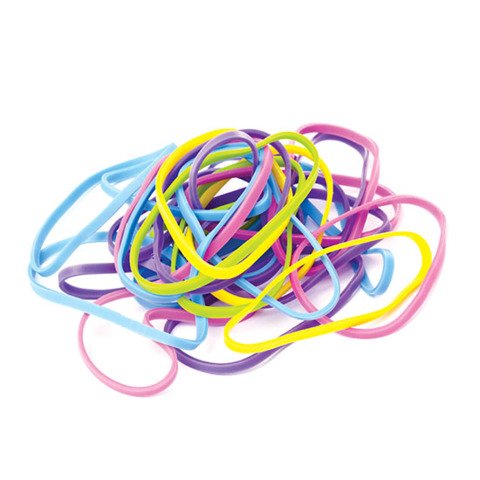 Elastici in gomma e lattice Nikoffice in busta da 45 g colori fluo e misure assortite – 18NIK059