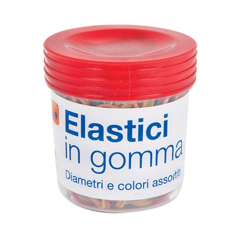 Elastici in gomma Nikoffice in barattolo da 100 g colori e misure assortite 06NIK034