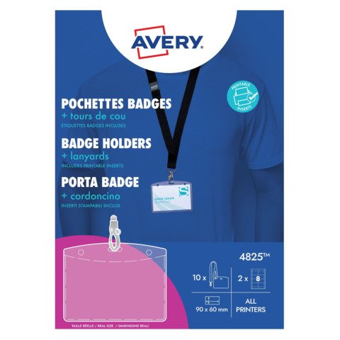 Kit porta badge trasparente 60×90 mm + 1 inserti microperforati stampabili Avery