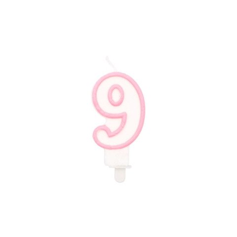 Candelina Party Go bianco e rosa H.6 cm  EA0203