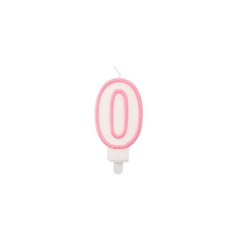 Candelina Party Go bianco e rosa H.6 cm  EA0194