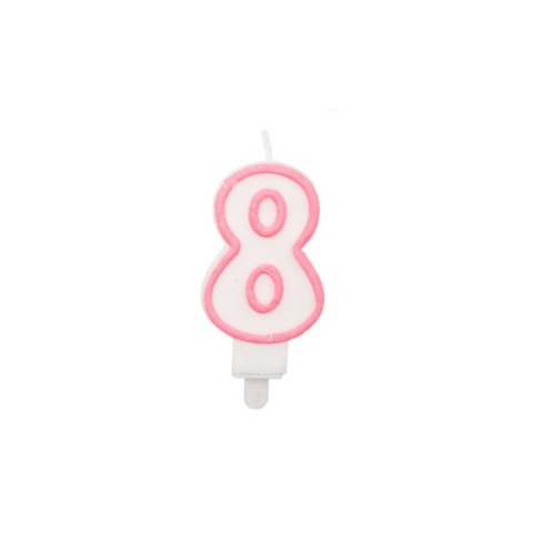 Candelina Party Go bianco e rosa H.6 cm  EA0202