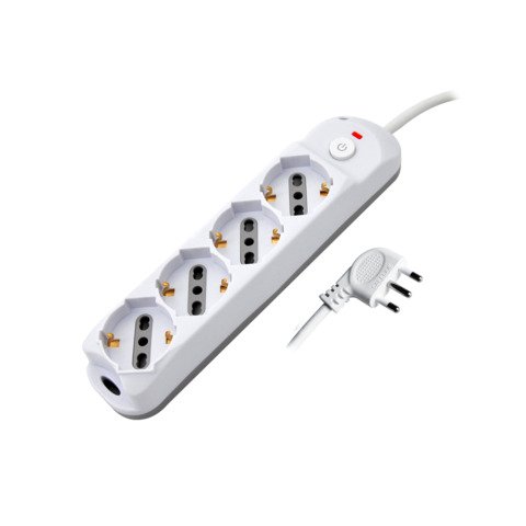 Multipresa schuko/bipasso MKC cavo da 1,5 m con interruttore 4 posizioni bianco/grigio – 492518888