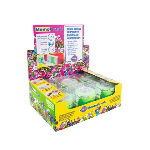 Nastro adesivo con dispenser Eurocel Memograph scrivibile e removibile – 50 mm x 10 m – in PVC – verde – 021300632