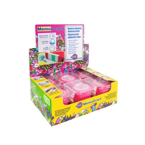 Nastro adesivo con dispenser Eurocel Memograph scrivibile e removibile – 50 mm x 10 m – in PVC – rosa – 021200632
