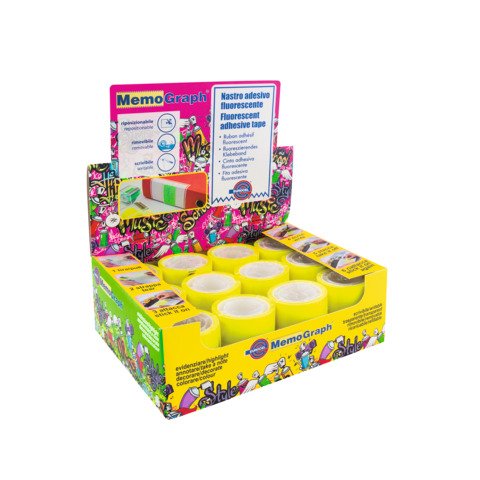 Ricarica nastro adesivo Eurocel Memograph scrivibile e removibile – 50 mm x 10 m – in PVC – giallo – 021500652