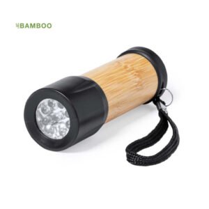Torcia Freddie in bambù e ABS 9 led nera 10 cm - 20194
