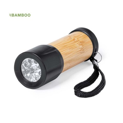 Torcia Freddie in bambù e ABS 9 led nera 10 cm – 20194