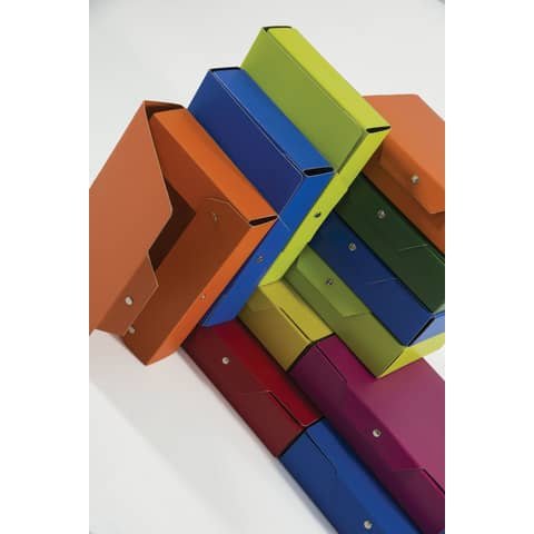 Cartella portaprogetti con bottoni BREFIOCART in presspan 25×35 cm dorso 12 cm blu  Conf. 5 pezzi – 020E7616.BL