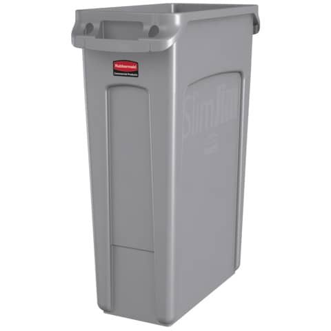 Contenitore rifiuti per differenziata Rubbermaid Slim Jim® con canali di ventilazione 87 L Grigio – FG354060GRAY