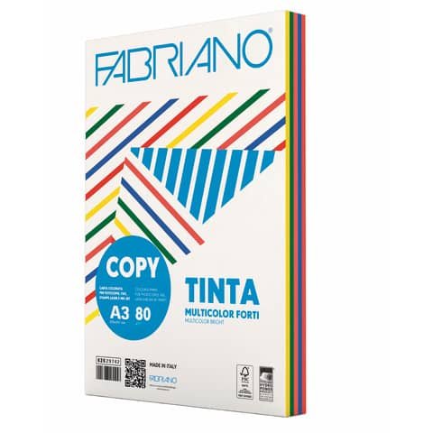 Carta Fabriano Copy Tinta Colorcart 5 colori forti 100 ff – formato A3 – 160 g – 62416042