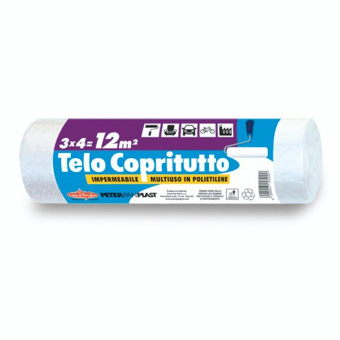 Telo copritutto in rotolo Peter Pan Plast multiuso in HDPE 12 mq COPRI12E