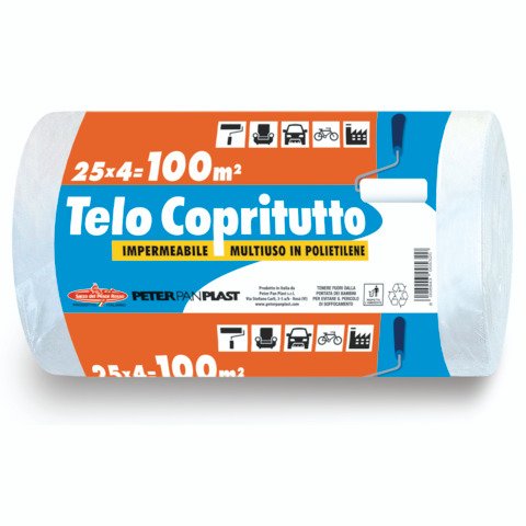 Telo copritutto in rotolo Peter Pan Plast multiuso in HDPE 100 mq COPRI100E