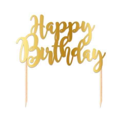 Cake Topper in carta 20 cm Big Party oro metal Happy Birthday 75276