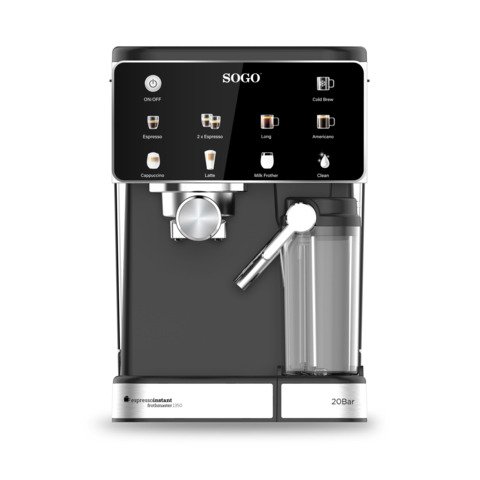 Macchina per caffè con cappucinatore Touch 20Bar Sogo compatibile Nespresso, CialdeESE e caffè macinato. display