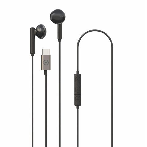 Auricolari a filo Celly UP1100 con connettore USB-C – nero UP1100TYPECBK