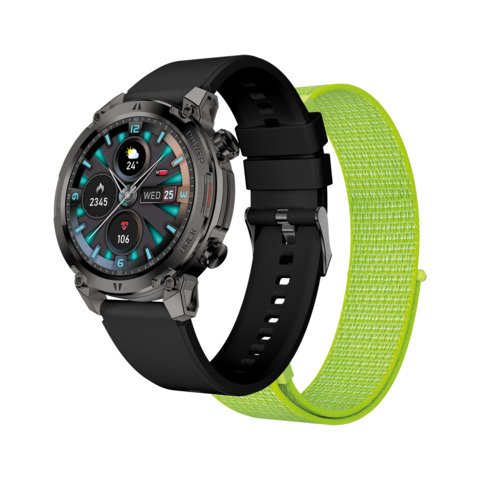 Smartwatch sportivo Nilox Trailround display rotondo 1,39” doppio cinturino nylon e silicone – nero – NXSWTRAILROUND