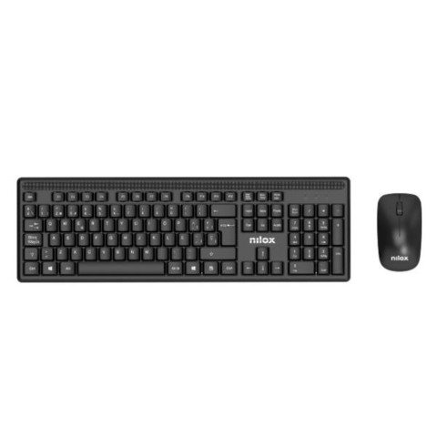 Set tastiera e mouse wireless Nilox Tech 2,4 Ghz layout italiano 1600 DPI colore nero – NXKMWIT011