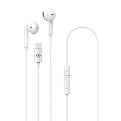 Auricolari a filo Celly UP1100 con connettore USB-C – bianco UP1100TYPECWH