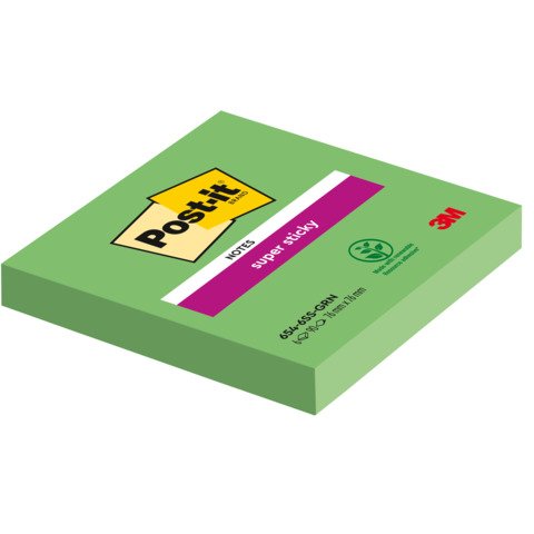 Foglietti riposizionabili Post-it® Super Sticky 76×76 mm – verde – conf. 6 blocchetti da 90 ff – 654-6SS-GRN