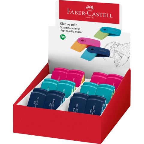 Gomma Faber Castell mini Sleeve 3 colori assortiti pastello – 182445