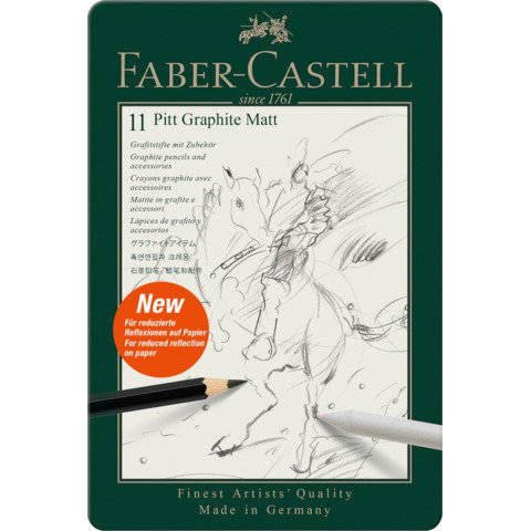 Matite colorate Faber-Castell Pitt Graphite Matt in conf. da 8 colori assortiti + 3 accessori – 115220