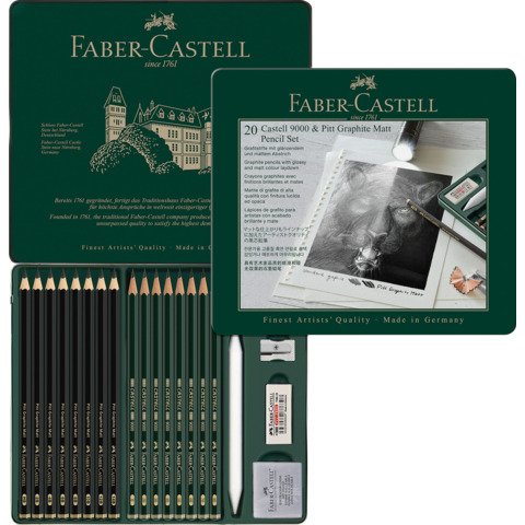 Matite colorate Faber-Castell Pitt Graphite Matt & Castell 9000 conf. 20 colori assortiti – 115224
