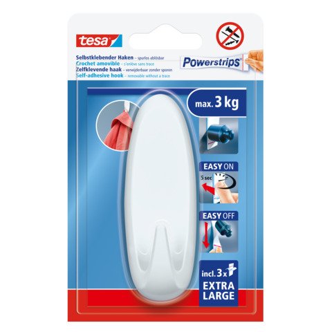 Ganci autoadesivi XL Tesa Powerstrips bianco – 3,8×10,5 cm ovali – 59025-00001-00