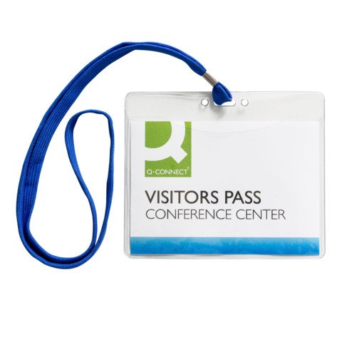 Portabadge in PVC morbido Q-Connect 154×127 mm con cordoncino blu – conf. 25 pz – KF18613