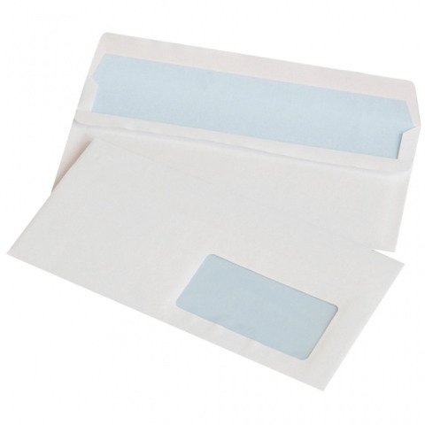Buste autoadesive Office Products 75 g/m² bianco – 11×22 cm – con finestra – conf. 1000 pz – 15203229-14