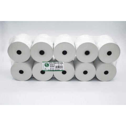 Rotoli registratore di cassa Rotolificio Pugliese BPA Free 48 g/m² – 80 mm foro 12 mm – conf. 10 pz – NBA7980TW