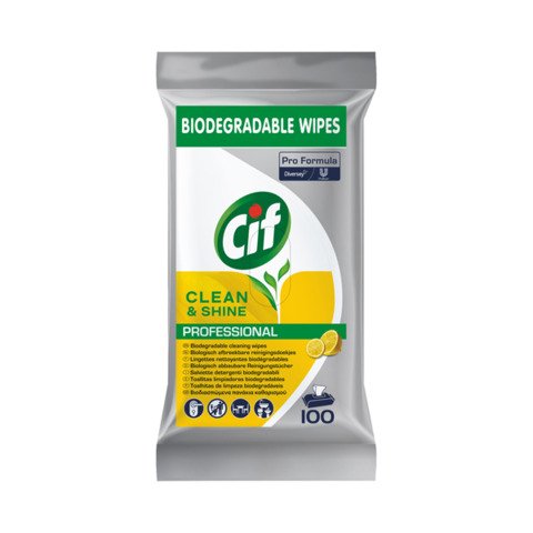 Salviette multisuperfici igienizzanti biodegradabili Cif Pro Formula Clean & Shine – conf. 100 pz – 9293449