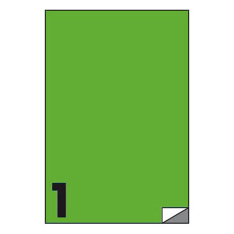 Etichette fluo permanenti Markin Copiatabu 210×297 mm in foglio A4 – 1 et./foglio – verde – conf. 100 fogli