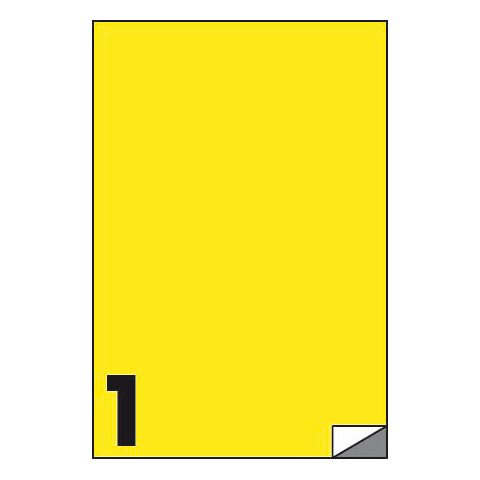 Etichette fluo permanenti Markin 210×297 mm in foglio A4 – 1 et./foglio giallo – conf. 100 fogli