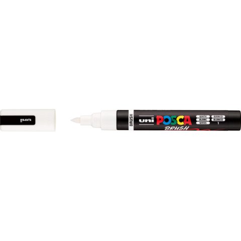 Marcatore a tempera Uni Posca con punta a pennello semi-flessibile 1-4 mm bianco M PC5BR BI