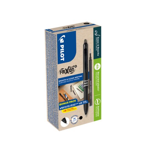 Penna a sfera a scatto cancellabile Pilot Frixion Ball+ 0,7 mm GREEN PACK 10 + 10 refill nero – 040343