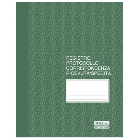 Registro protocollo corrispondenza ricevuta/spedita O.C.L. 56 ff – 23×29,7 cm – conf. da 2 blocchi – 0172N