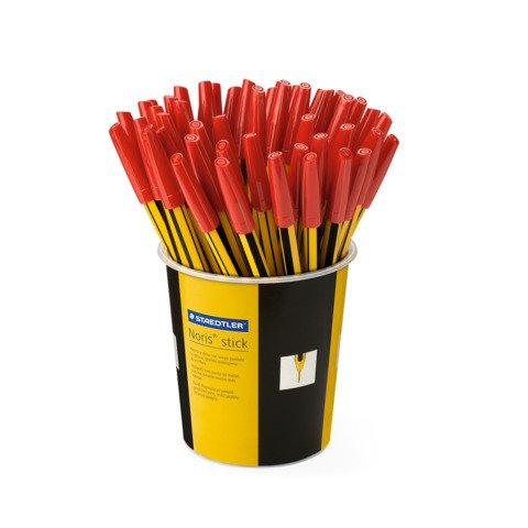 Penna a sfera Staedtler Noris Stick punta M 1 mm rosso – in barattolo da 50 pezzi – 434 02 KP5