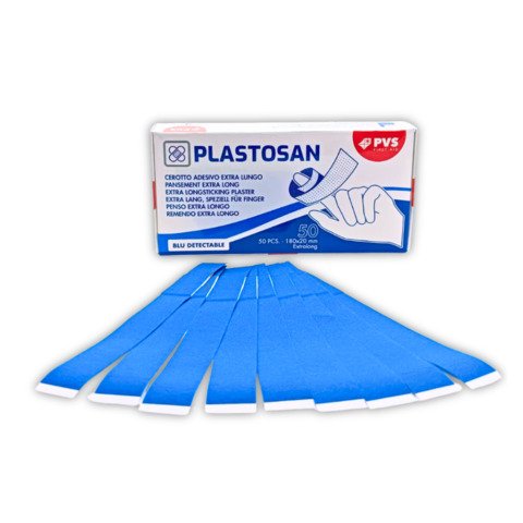 Cerotto adesivo extralungo PVS blu 18×2 cm – conf. 50 pz – CER143