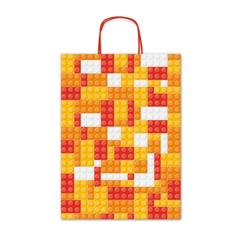 Borsa shopper Rex-Sadoch Allegra Mattoncini su kraft bianco – 36x12x41 cm rosso/arancio – conf. 25 pz – SDF36-274J