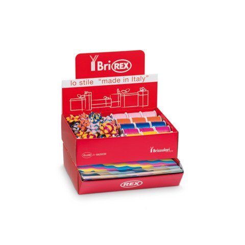 Espositore 100 fogli carta regalo raso + 50 stelle + 30 rocchetti Bri Rex fantasia glamour – RASOCOORD33G